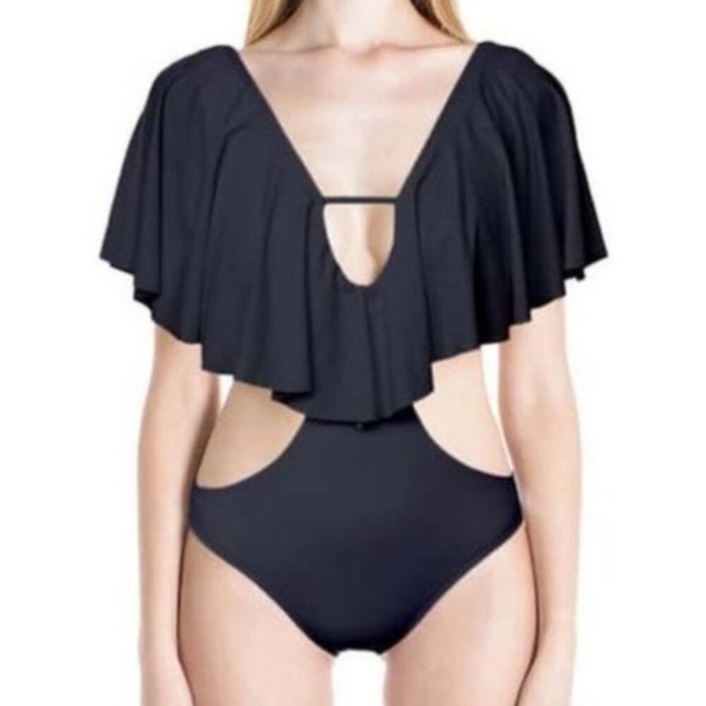 Sauipe Women's Thais Black Monokin Swimsuit One Piece Small NEW